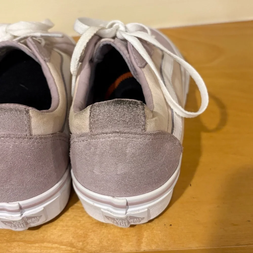 Vans Light Pink and White Sneakers Suede Canvas Low-Top